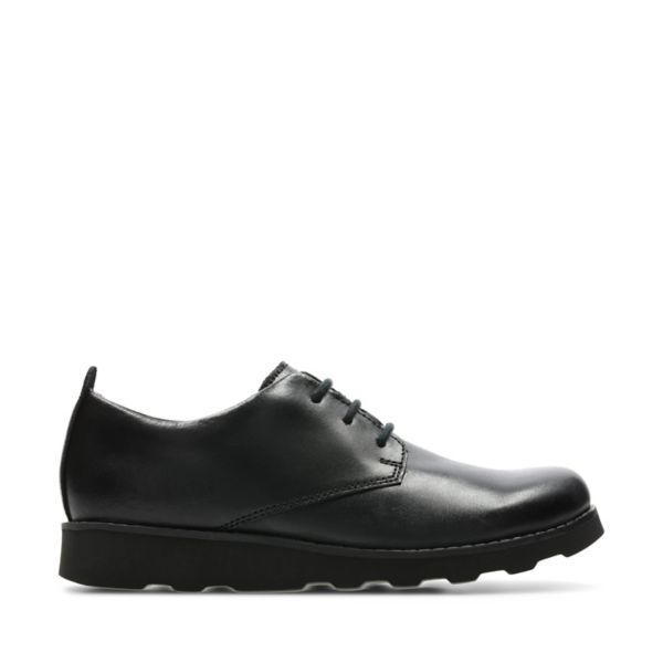Clarks Boys Crown London School Shoes Black | USA-8579026